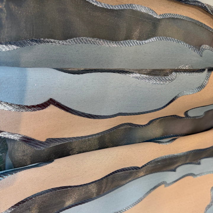 Marni Undulating Japanese Clouds & Blue in Biscuit Polyester & Lurex Brocade (Made in Italy)