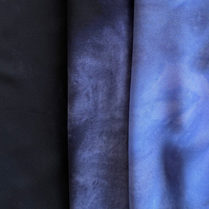 Exquisite Ombré Periwinkle Bordered Silk Crepe de Chine (Made in Italy)
