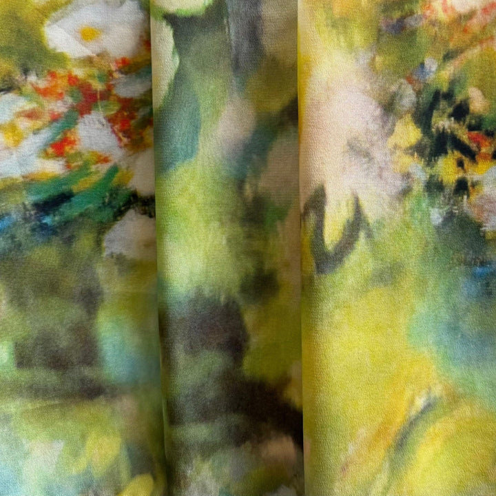 Monet's Backyard in the Spring Silk Crepe de Chine (Made in Italy)
