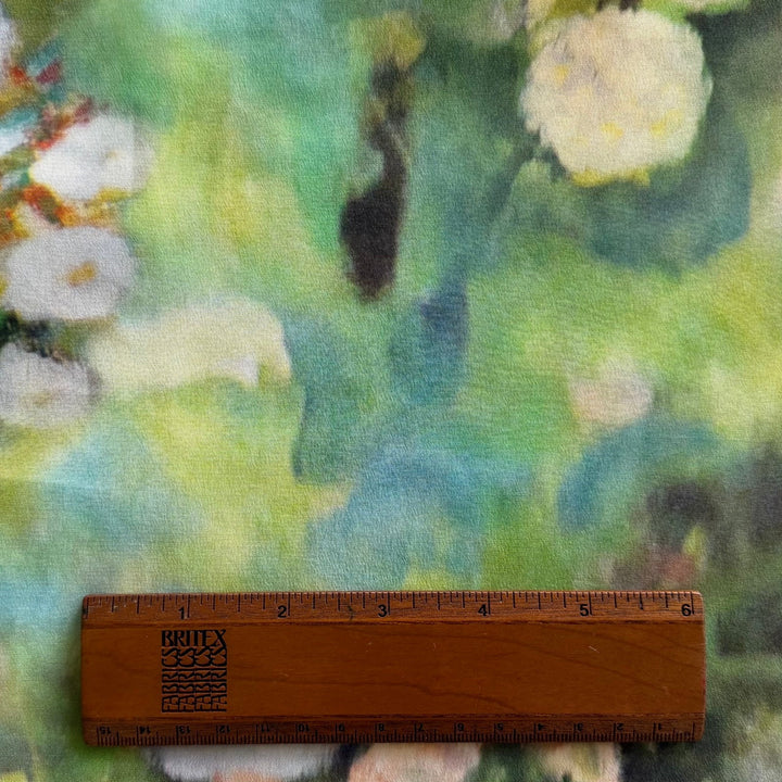 Monet's Backyard in the Spring Silk Crepe de Chine (Made in Italy)