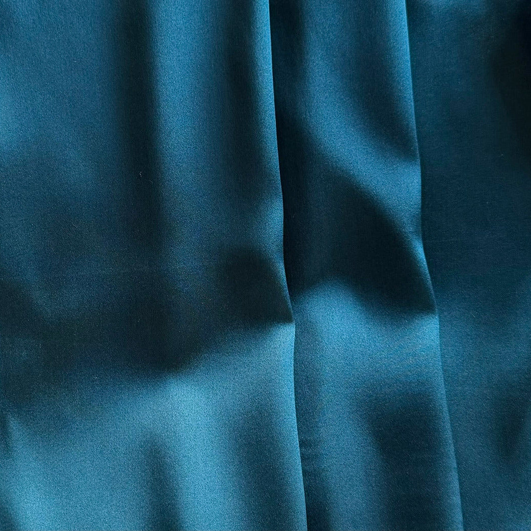Aegean Teal Blue Stretch Silk Satin Charmeuse (Made in Italy)