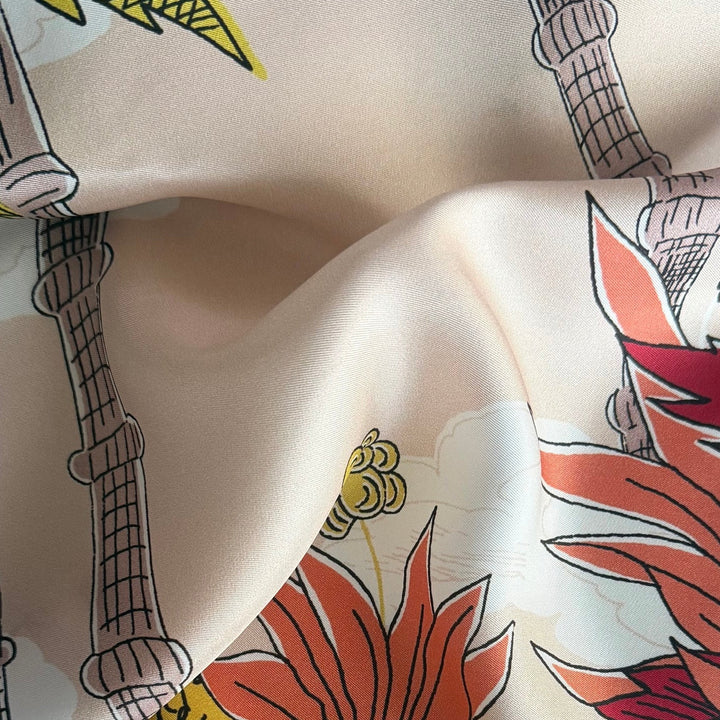 Balmy Bali Ha'i Coconut Palm Trees Silk Twill (Made in Italy)
