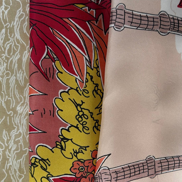Balmy Bali Ha'i Coconut Palm Trees Silk Twill (Made in Italy)
