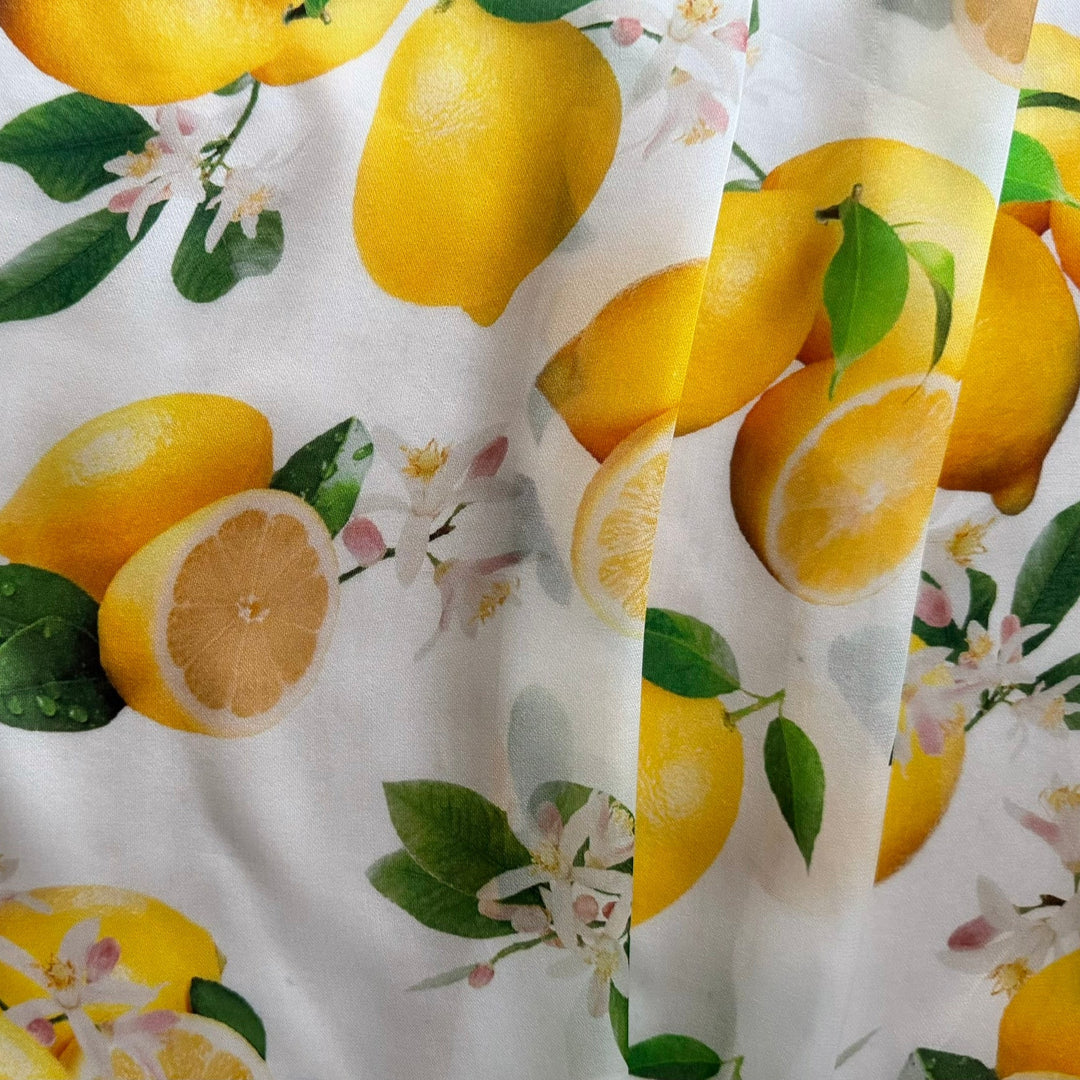 Semi-Sheer D&G Photorealistic Lemons Silk Chiffon (Made in Italy)