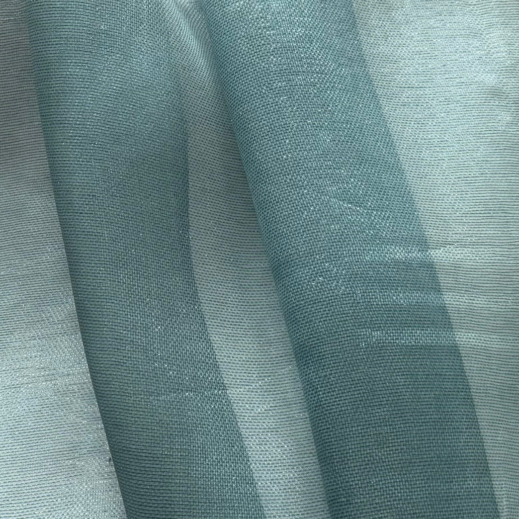 Sheer Silvery Sky Lagoon Loosely Woven Silk & Lurex Organza (Made in Italy)