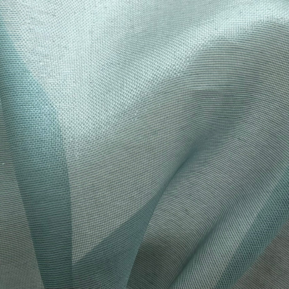 Sheer Silvery Sky Lagoon Loosely Woven Silk & Lurex Organza (Made in Italy)