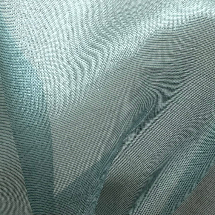 Sheer Silvery Sky Lagoon Loosely Woven Silk & Lurex Organza (Made in Italy)