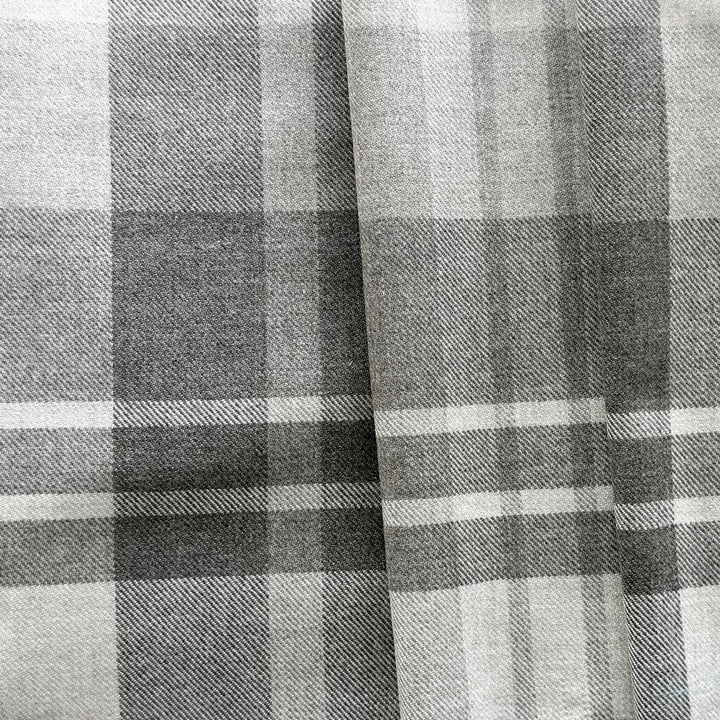 F. Filippi Greige Plaid Virgin Wool Twill (Made in Italy)