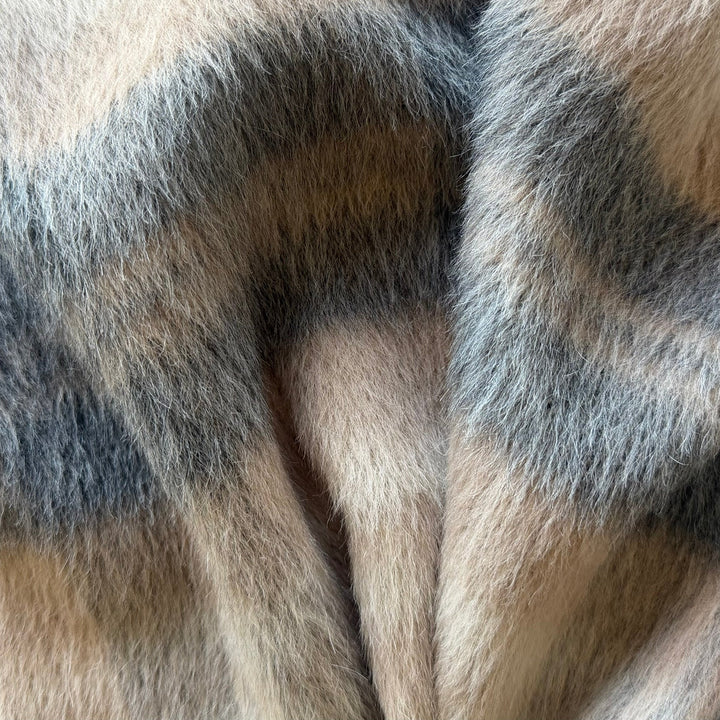 Fabiano Filippi Pearl Plaid Long-Haired Virgin Wool & Angora Coating (Made in Italy)