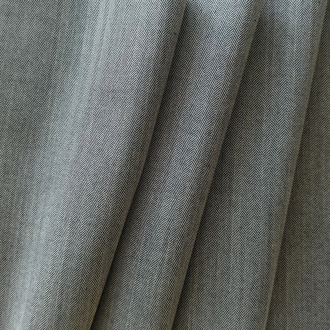 A. McQueen Black & White Mini Herringbone Super 120s Selvedged Virgin Wool (Made in England)