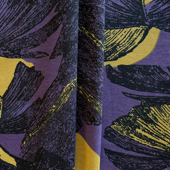 Light to Mid-Weight Ginkgo Leaves Cotton Ponte Double-Knit (Made in Italy)