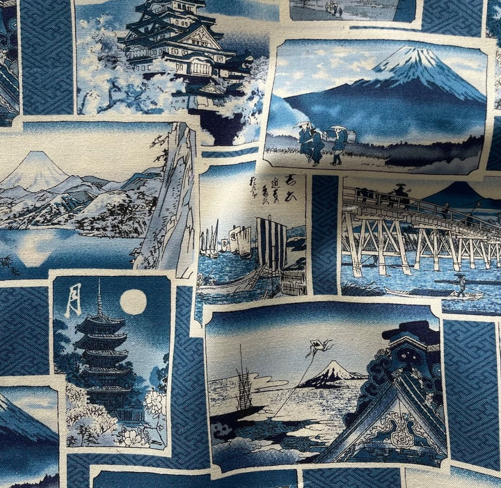 Kokka Ukiyoe Indigo Quilting Cotton (Made in Japan)