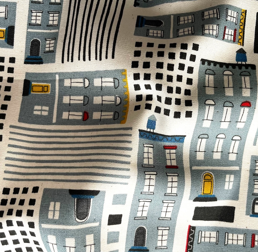Nordic Style Buildings Natural Cotton Canvas (Made in Japan)