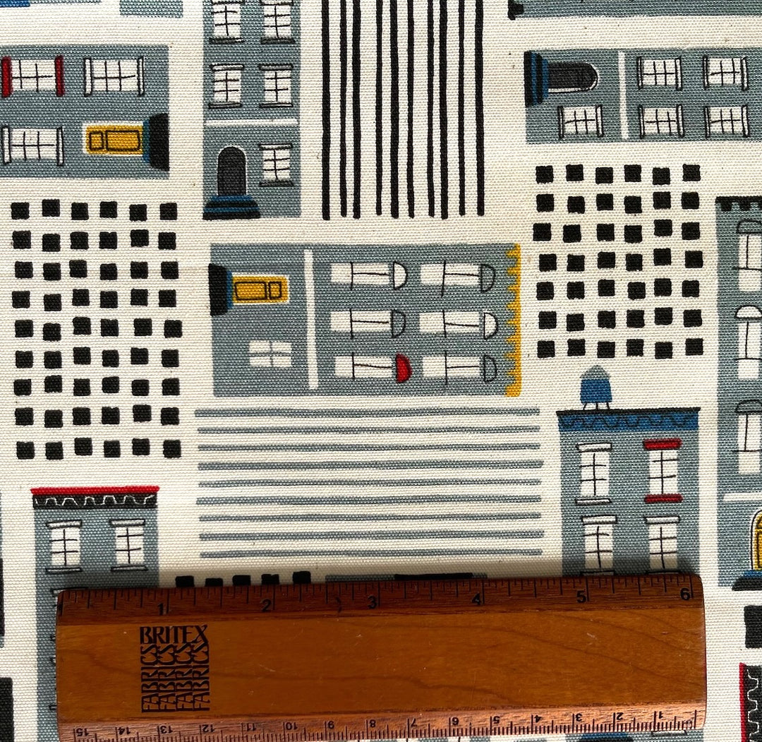 Nordic Style Buildings Natural Cotton Canvas (Made in Japan)
