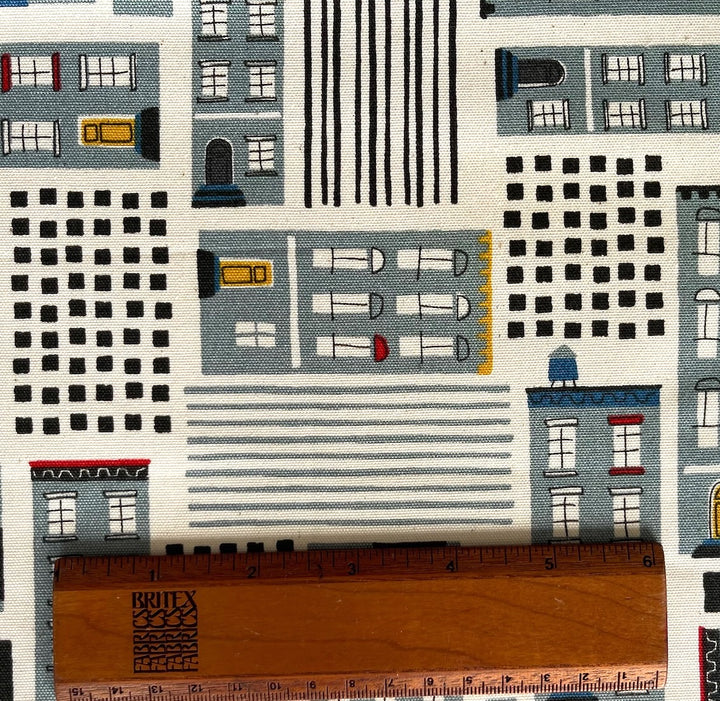 Nordic Style Buildings Natural Cotton Canvas (Made in Japan)