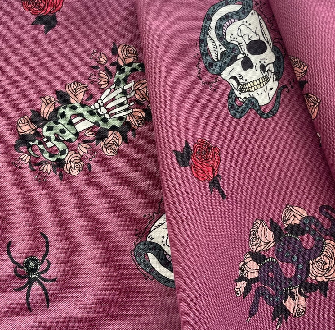 Victorian Nightmares Witches' Garden Deep Mauve Quilting Cotton (Made in Japan)