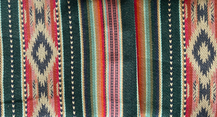 Heavy-Weight Striped Muted Teal Kilim Cotton Twill  (Made in India)