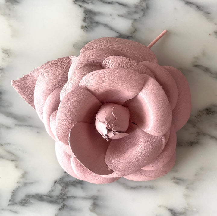 Rose Pink Camellia Leather Flower (Made in USA)
