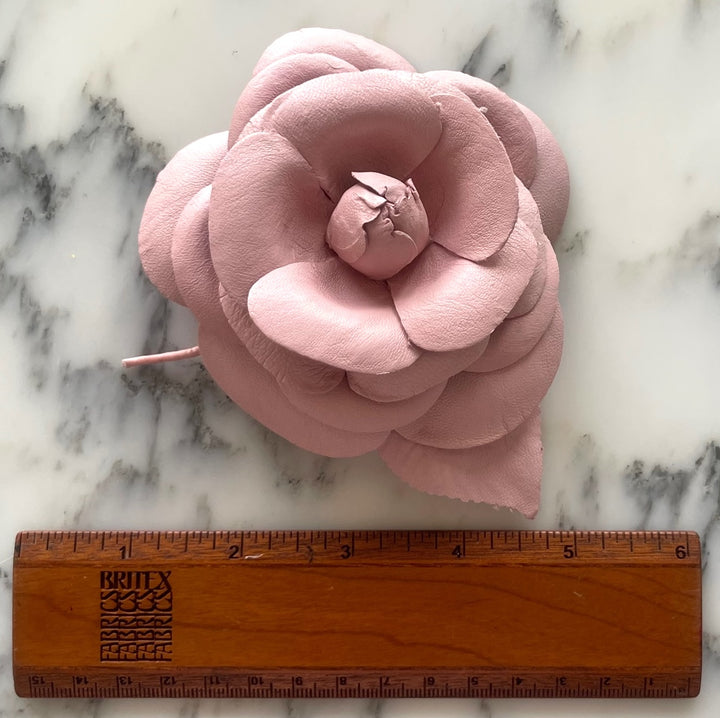 Rose Pink Camellia Leather Flower (Made in USA)