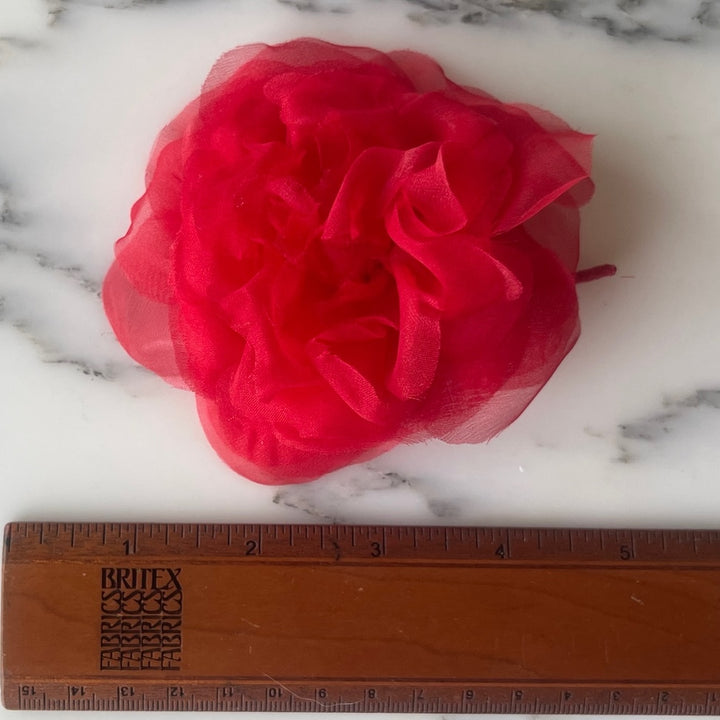 Cerise Open Rose Organza Silk Flower (Made in USA)