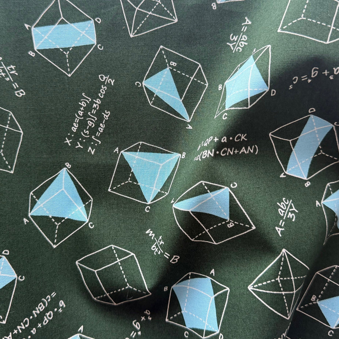 Mathmatical Musings on Forest Green Quilting Cotton (Made in Japan)