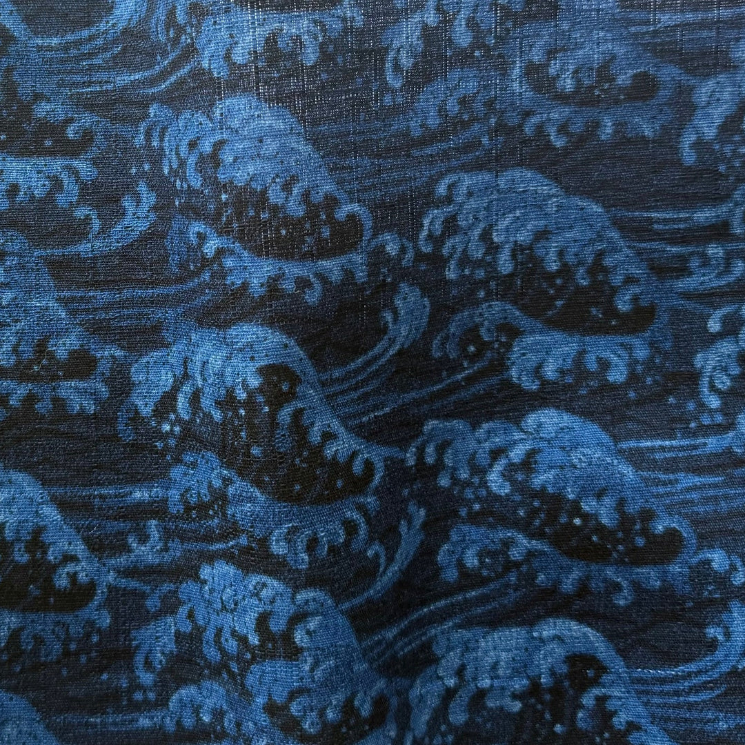 Indigo Ocean Waves Dobby Quilting Cotton (Made in Japan)