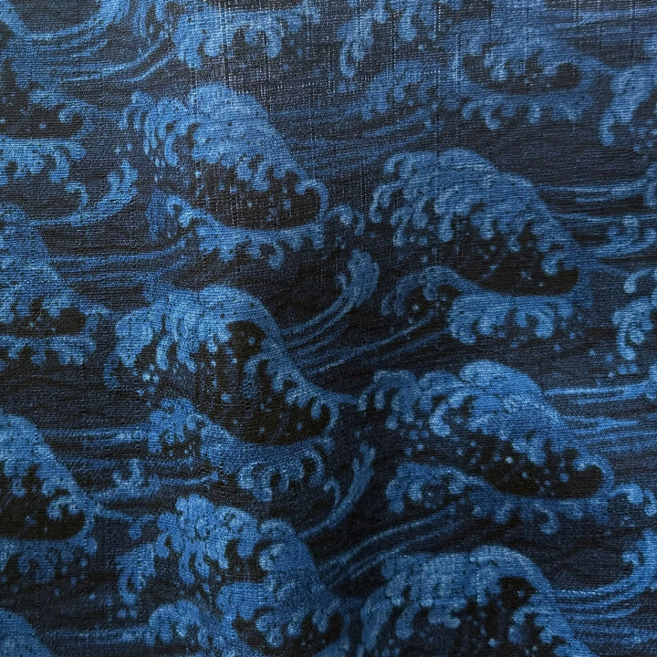 Indigo Ocean Waves Dobby Quilting Cotton (Made in Japan)