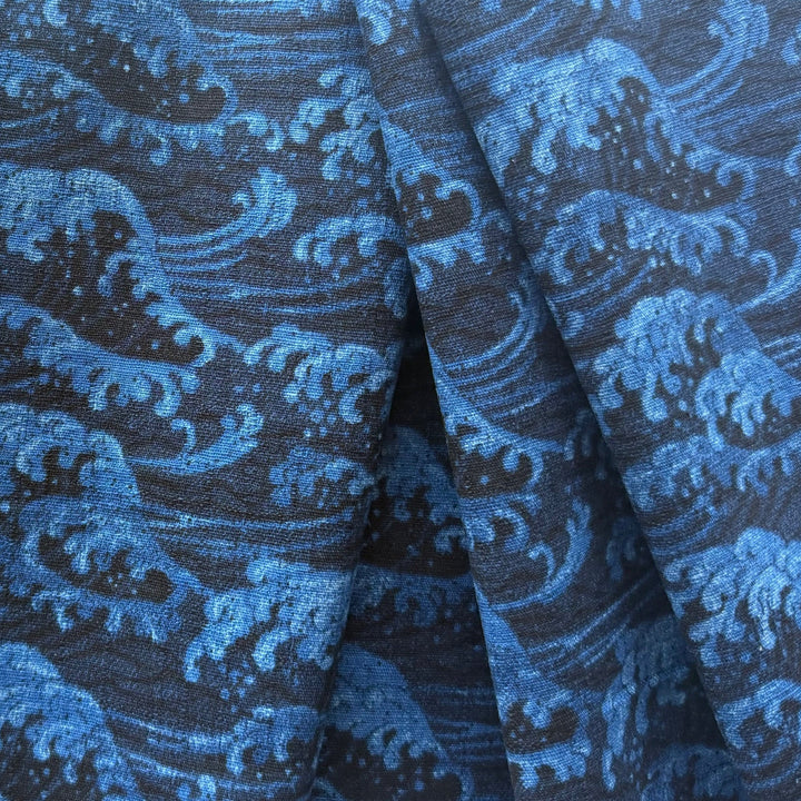Indigo Ocean Waves Dobby Quilting Cotton (Made in Japan)