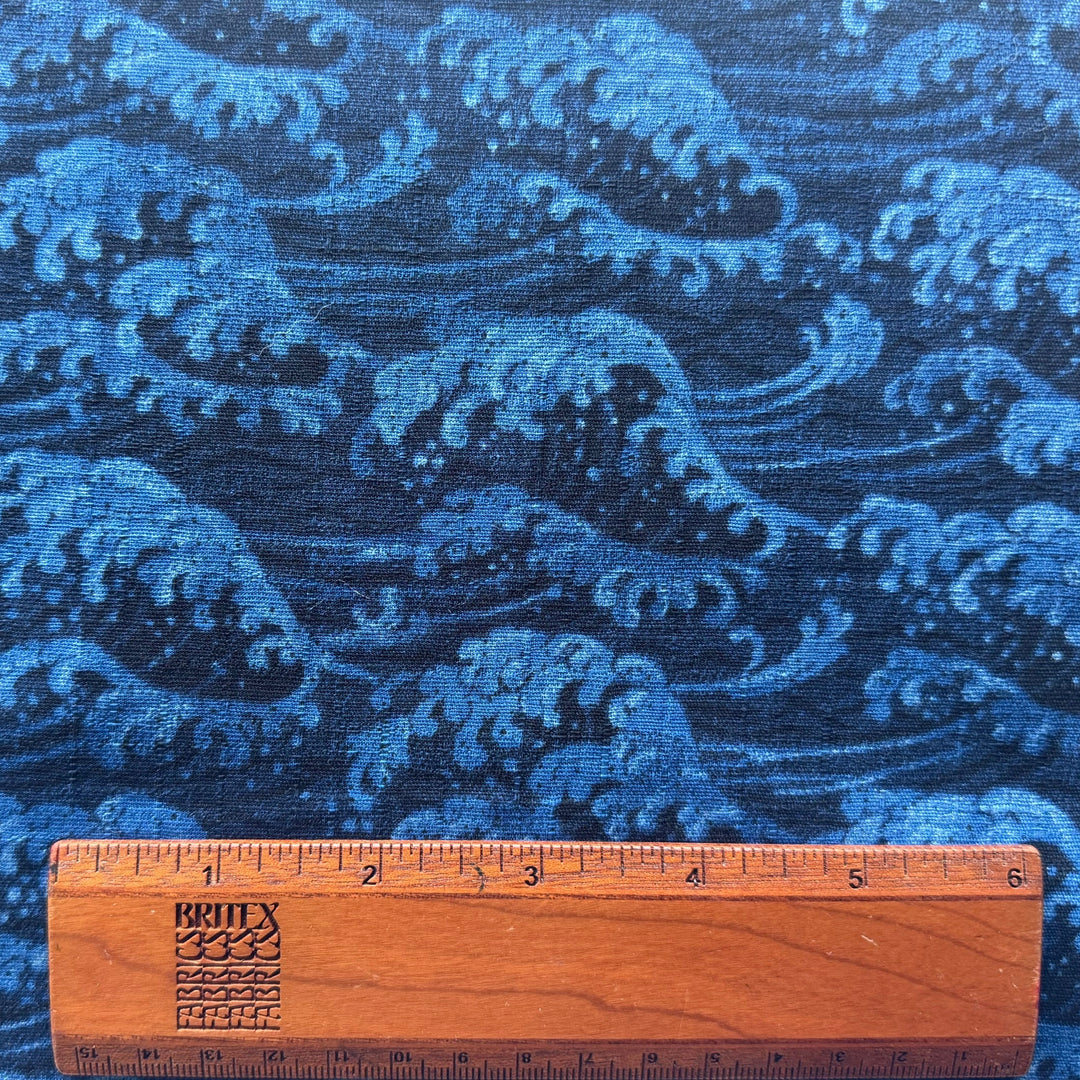 Indigo Ocean Waves Dobby Quilting Cotton (Made in Japan)