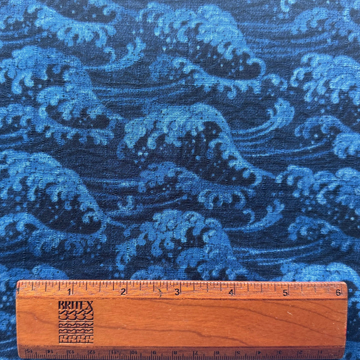 Indigo Ocean Waves Dobby Quilting Cotton (Made in Japan)
