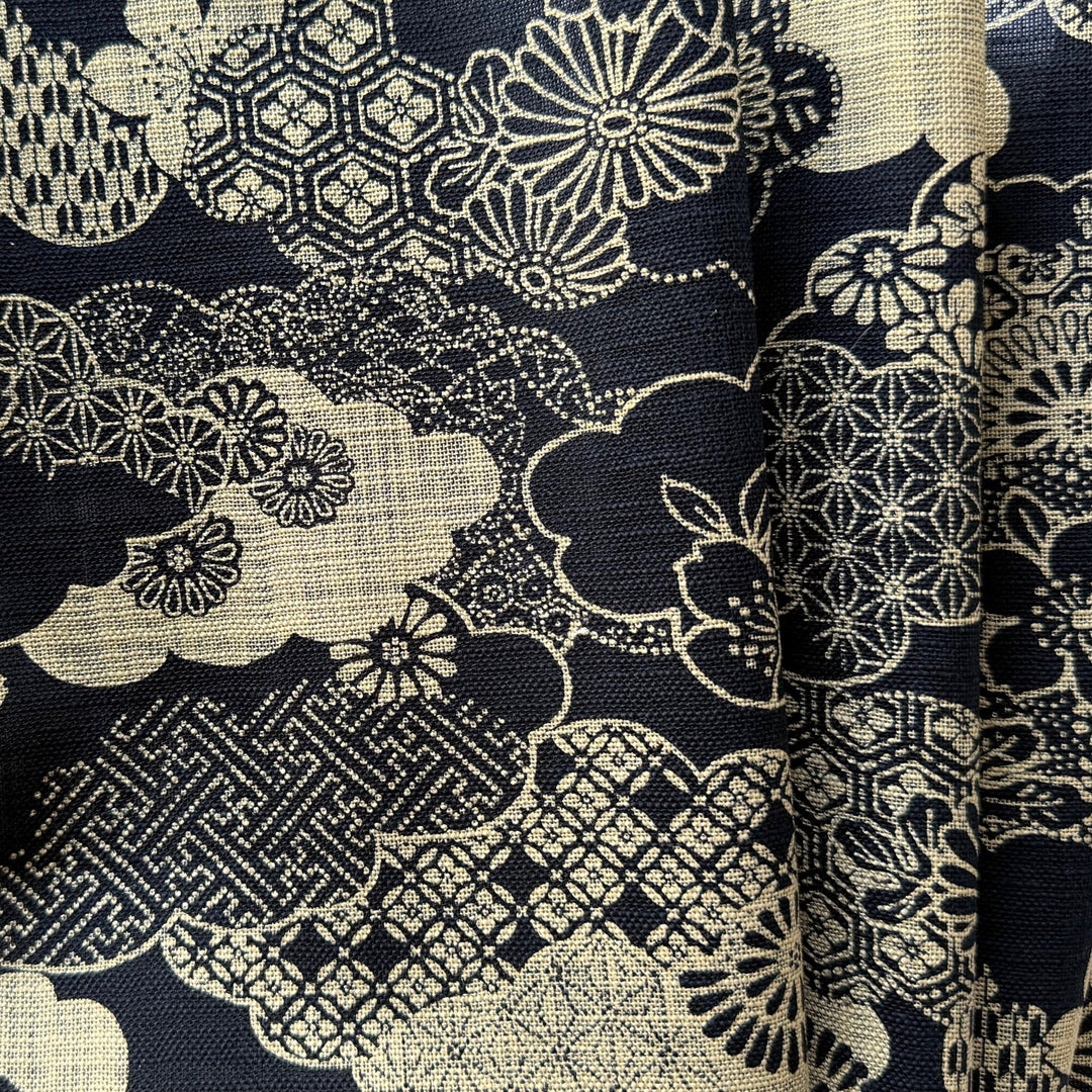 Kasuri Cherry Blossom Clouds Homespun Quilting Cotton (Made in Japan)
