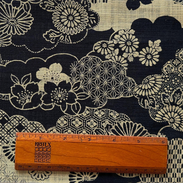 Kasuri Cherry Blossom Clouds Homespun Quilting Cotton (Made in Japan)