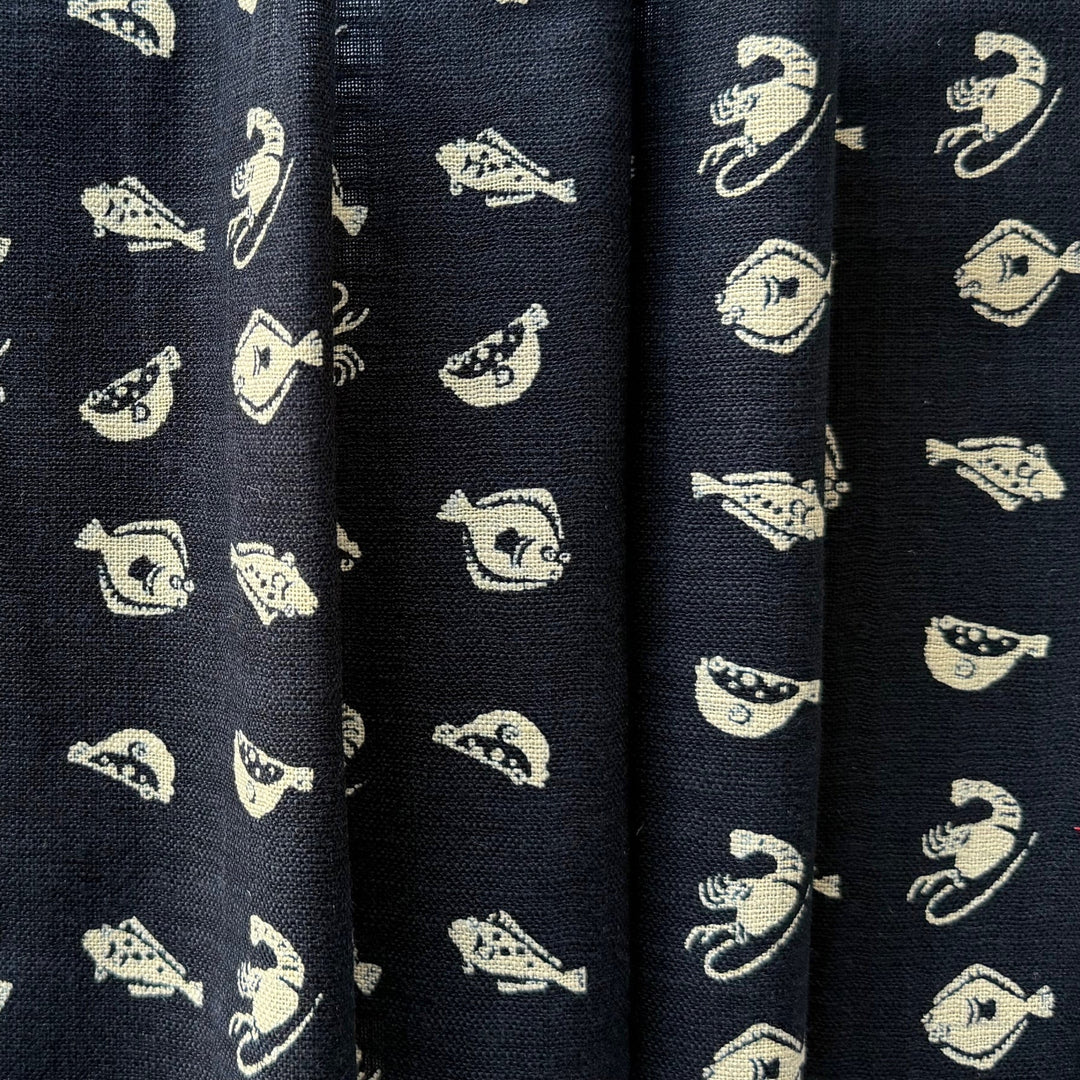 Kasuri Fish & Crustaceans Homespun Quilting Cotton (Made in Japan)