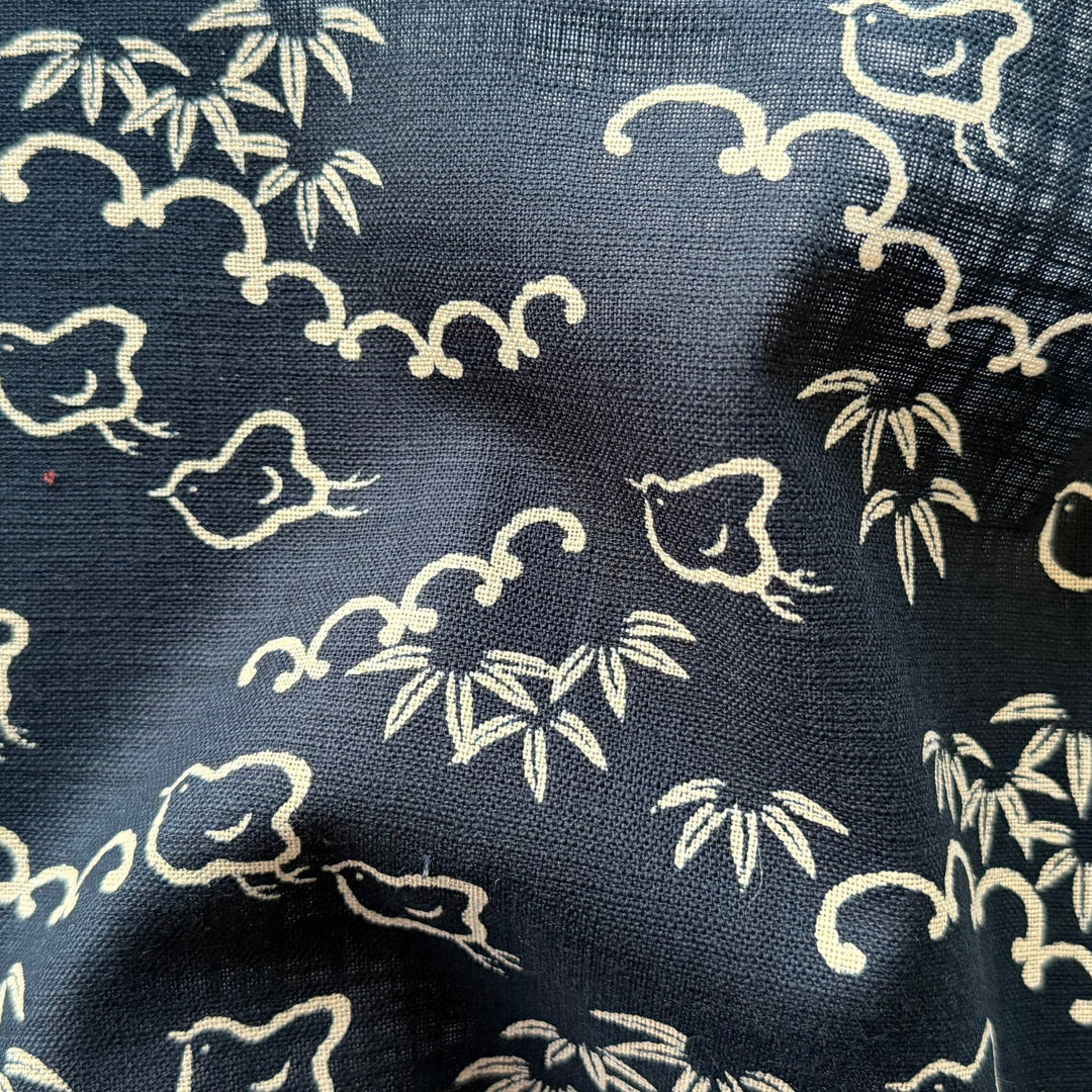 Kasuri Indigo Chidori & Bamboo Homespun Quilting Cotton (Made in Japan)