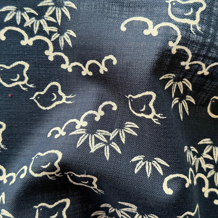 Kasuri Indigo Chidori & Bamboo Homespun Quilting Cotton (Made in Japan)