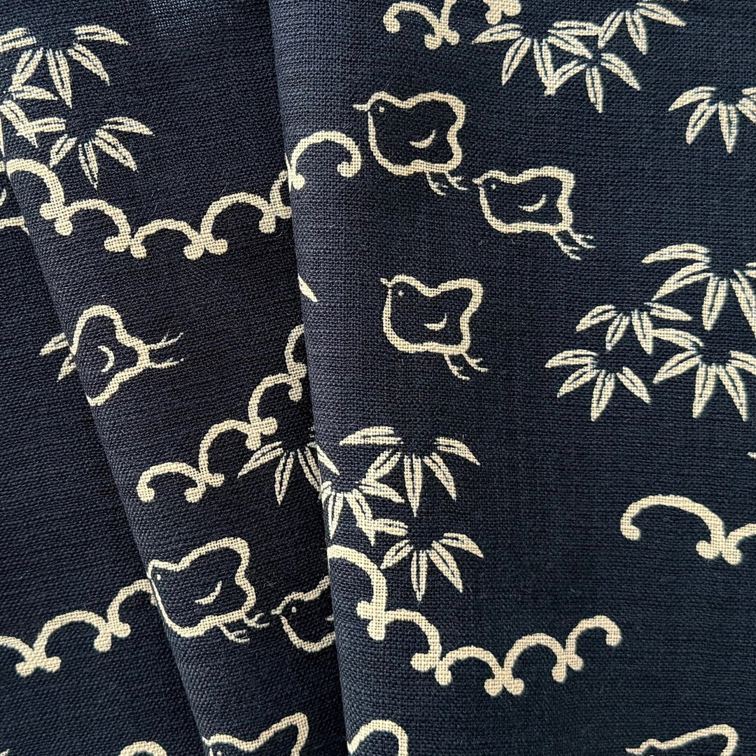 Kasuri Indigo Chidori & Bamboo Homespun Quilting Cotton (Made in Japan)