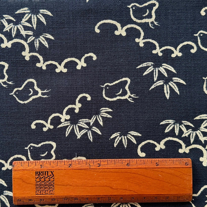 Kasuri Indigo Chidori & Bamboo Homespun Quilting Cotton (Made in Japan)