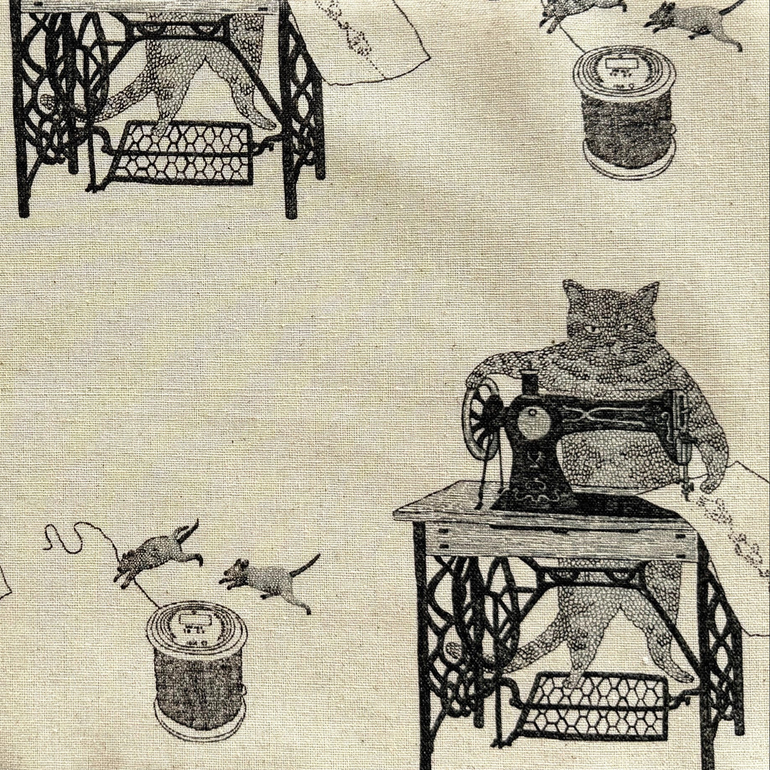 Lighter Weight Cats & Treadle Sewing Machines Cotton & Linen Canvas (Made in Japan)