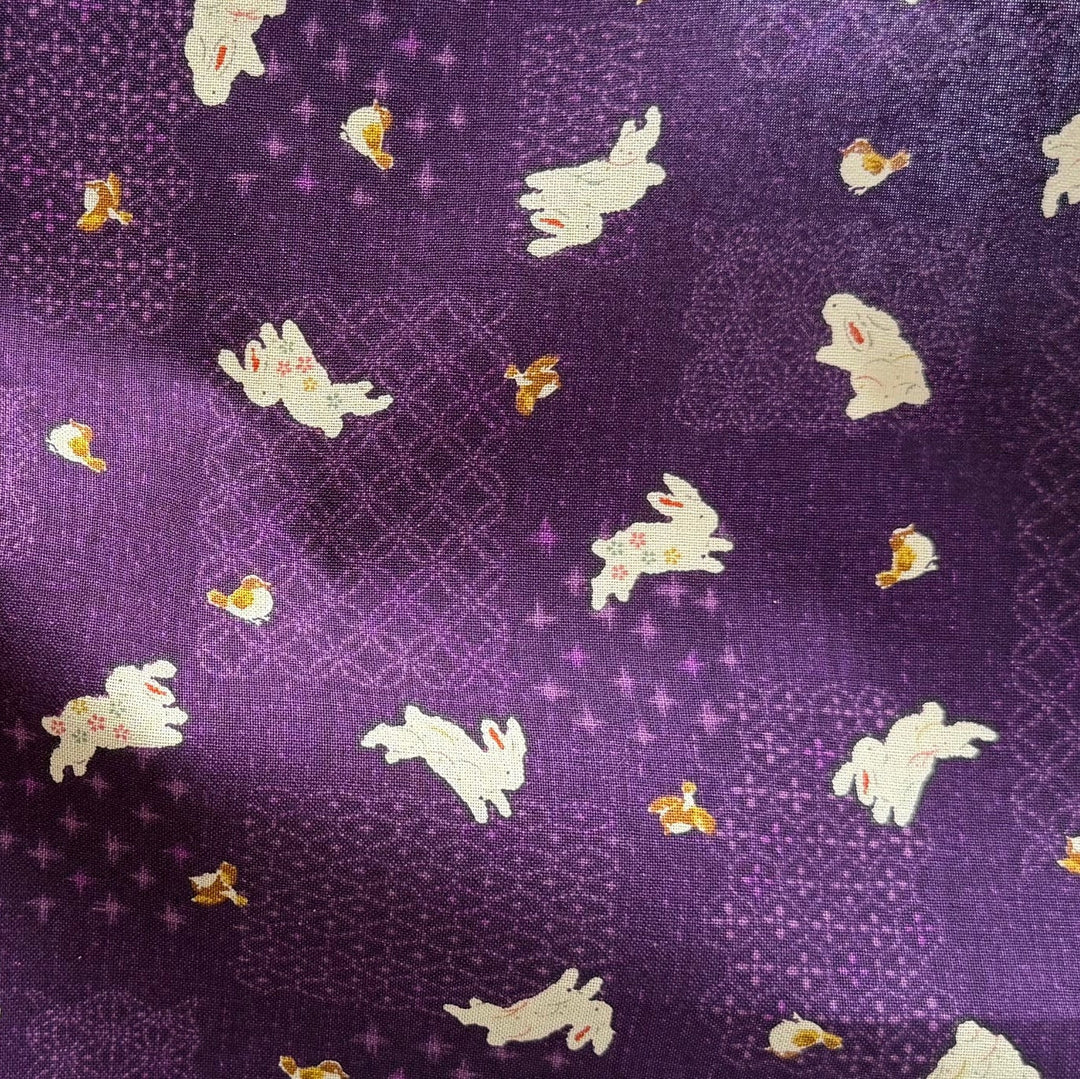 Patchwork Rabbits Purple Quilting Cotton (Made in Japan)