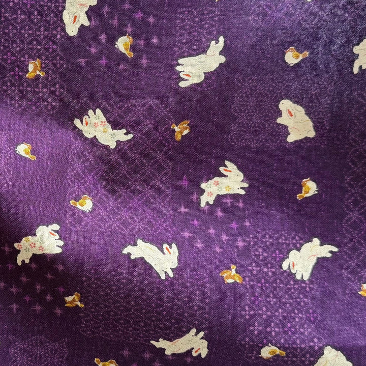 Patchwork Rabbits Purple Quilting Cotton (Made in Japan)