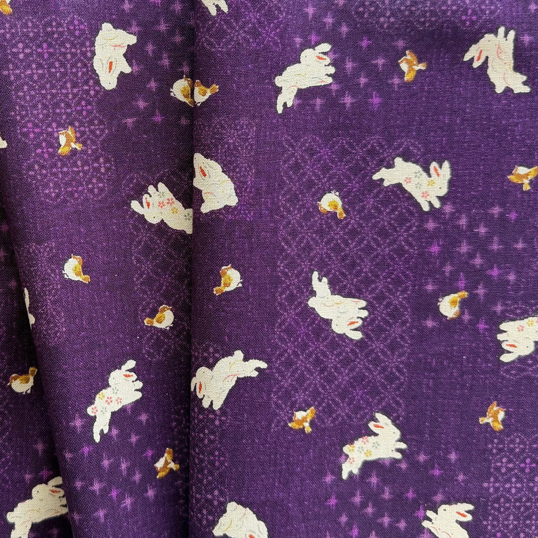 Patchwork Rabbits Purple Quilting Cotton (Made in Japan)