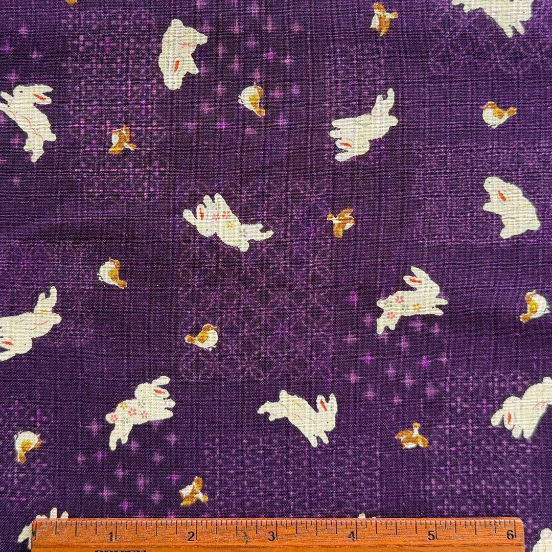 Patchwork Rabbits Purple Quilting Cotton (Made in Japan)