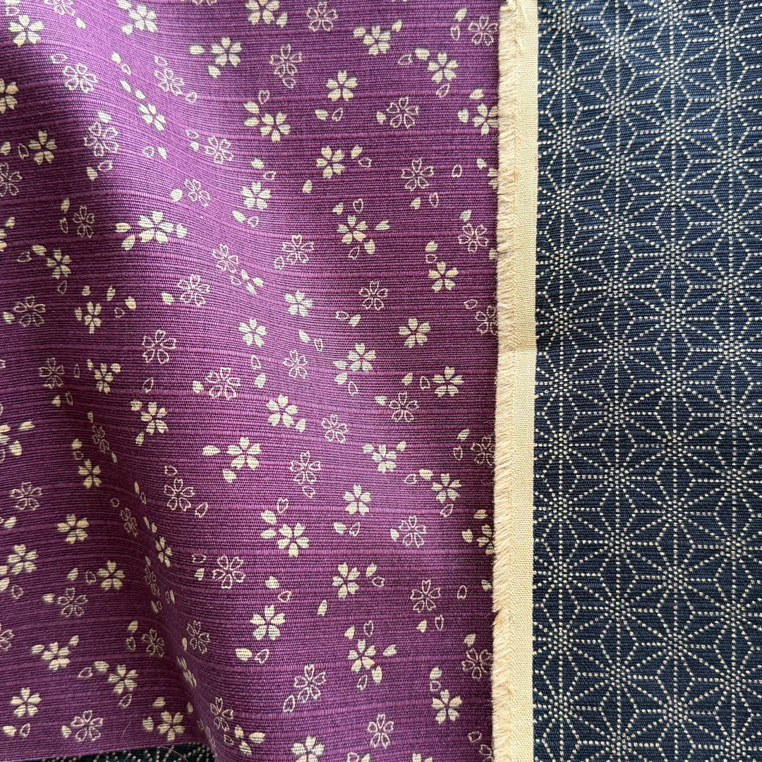 Sakura & Asanoha Reversible Dobby Cotton (Made in Japan)
