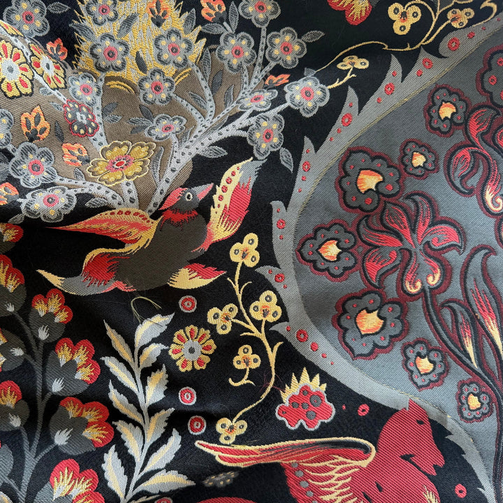 29" Panel - Pegasus & Firebirds Polyester & Lurex Blend Brocade Tapestry (Made in Italy)