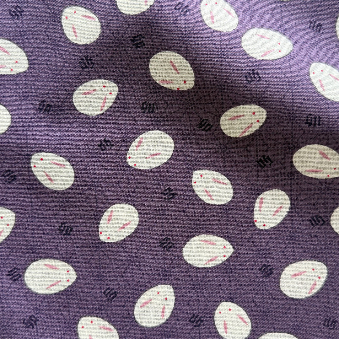 Slipper Bunnies on Lavender Quilting Cotton (Made in Japan)