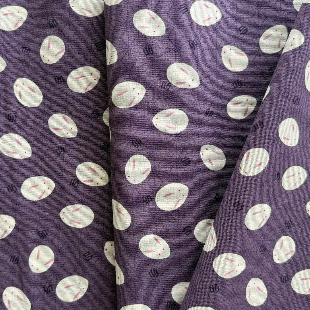 Slipper Bunnies on Lavender Quilting Cotton (Made in Japan)