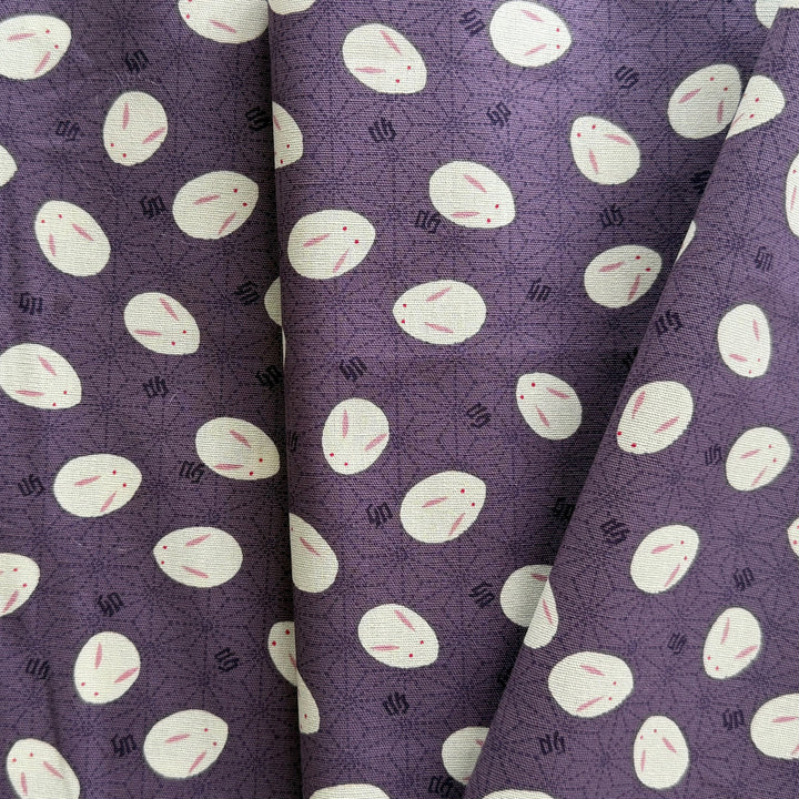 Slipper Bunnies on Lavender Quilting Cotton (Made in Japan)