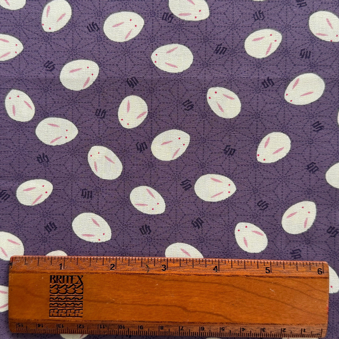 Slipper Bunnies on Lavender Quilting Cotton (Made in Japan)