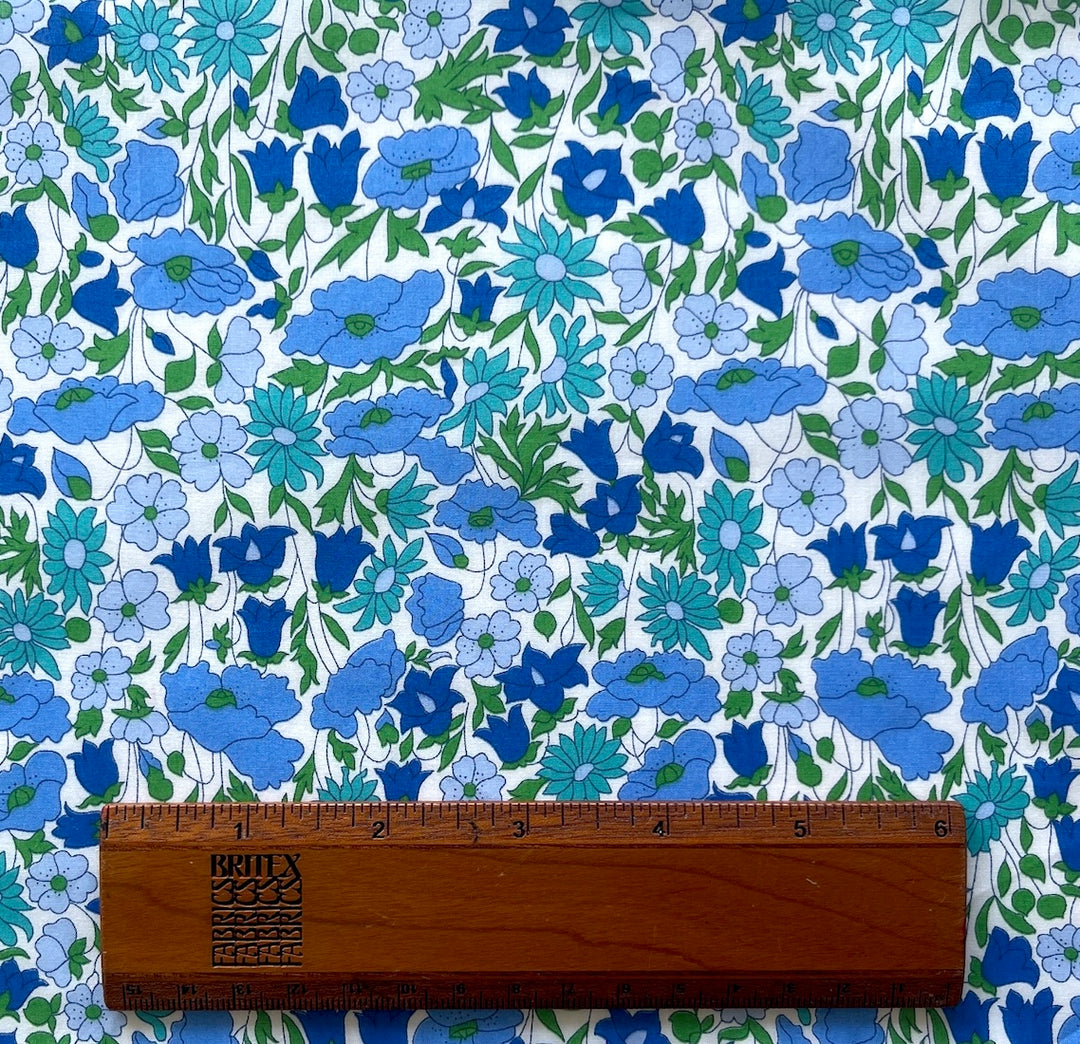 Poppy and Daisy Blue Liberty of London Tana Cotton Lawn (Made in Italy)