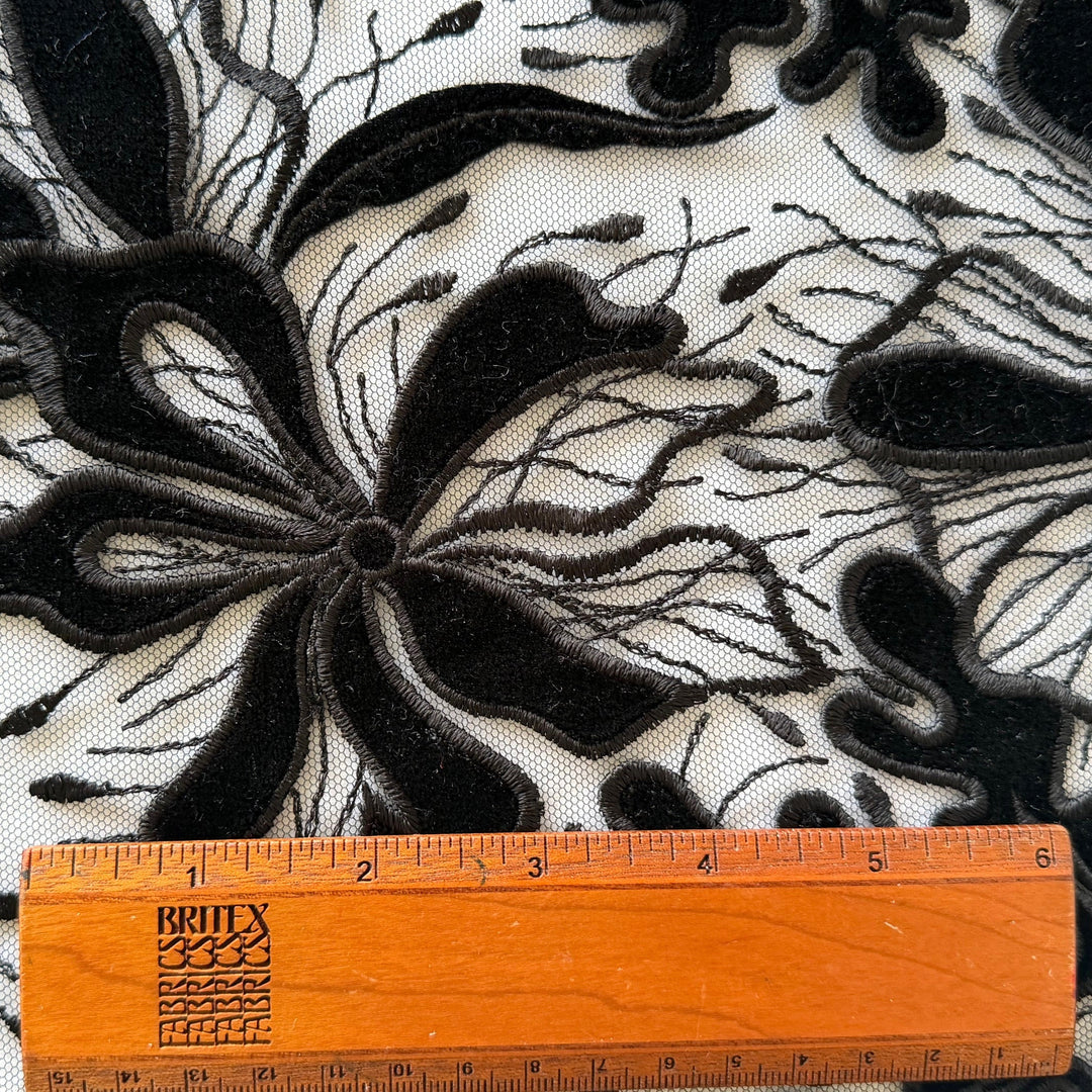 Sophisticated Black Velvet Lilies on Black Tulle (Made in Korea)